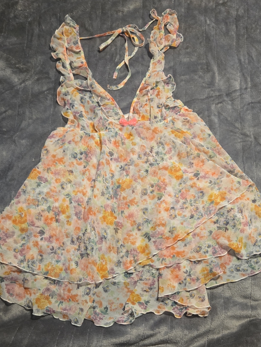 Victoria's Secret-Vintagr Floral Ruffle Babydoll Cami/Top-Size Medium